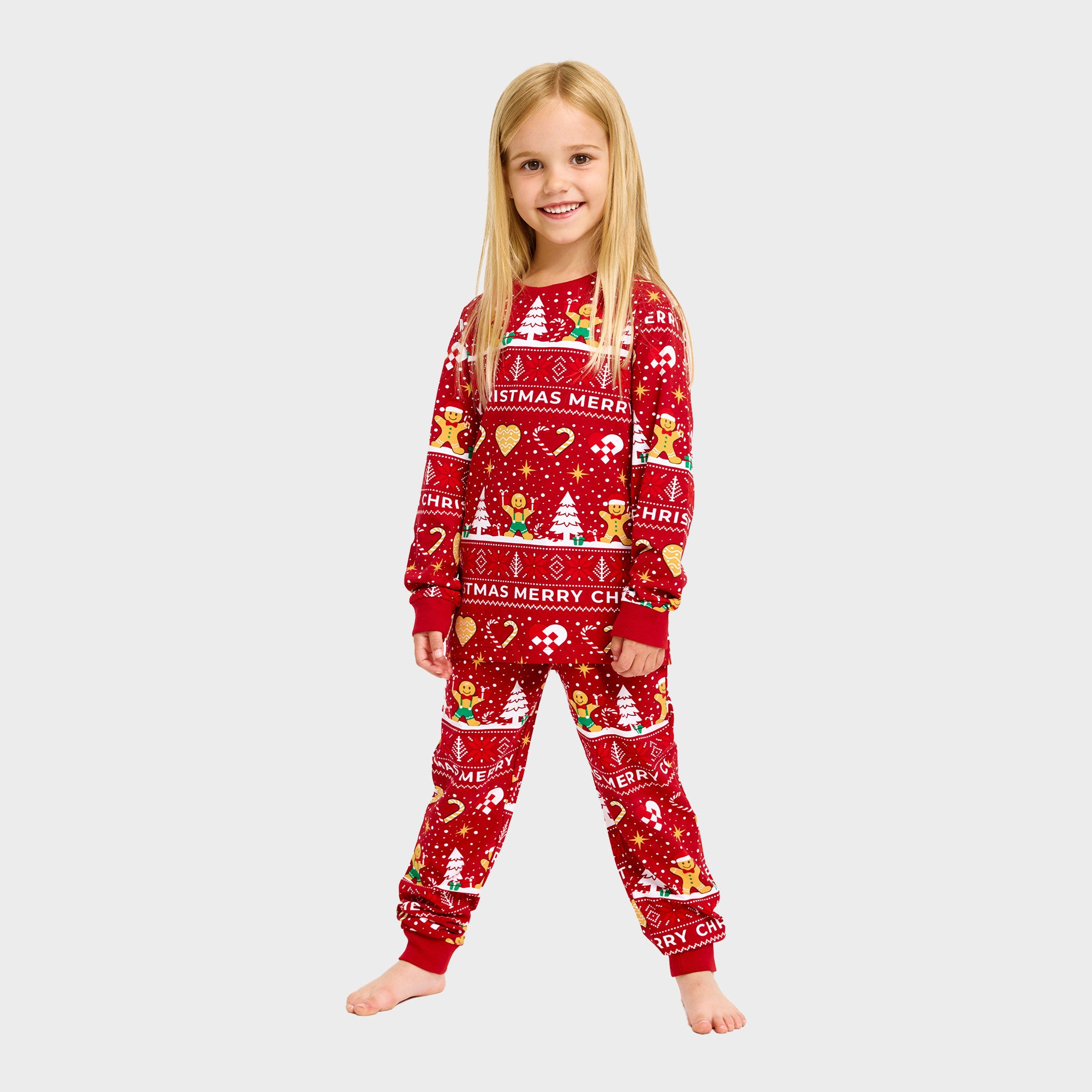 Christmas Cookie julepyjamas rød - Barn.